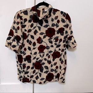 GANNI silk shirt sleeve print blouse